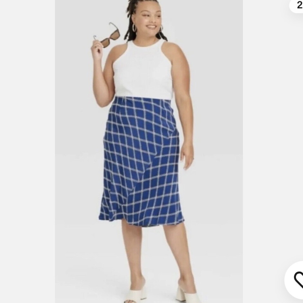 Ava & Viv Plus Size Bias Midi‎ Skirt